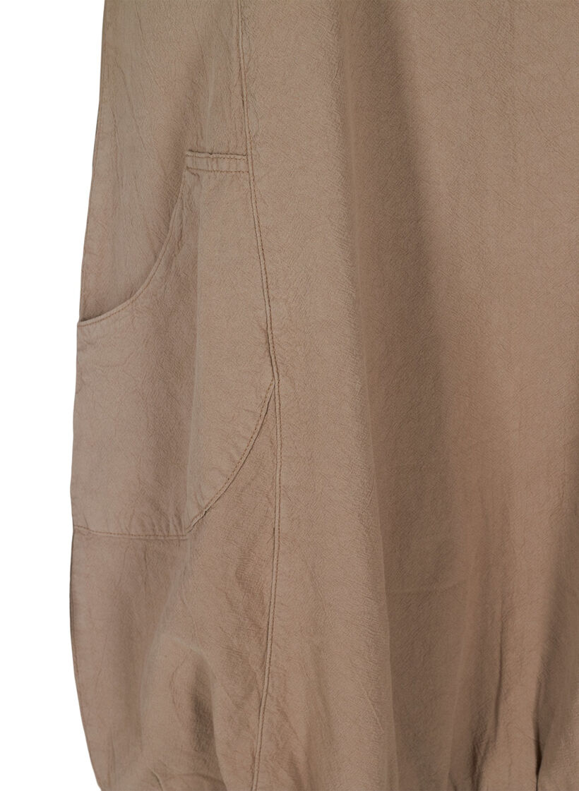 Short-sleeved cotton dress, Brown, Model image number 3