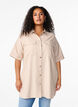 Striped tunic with buttons and chest pockets, Beige, Model image number 0