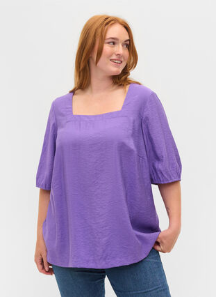 Balloon sleeve blouse, Passion Flower, Model image number 0