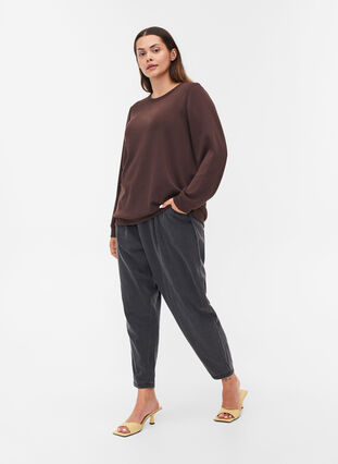 Sweat blouse with round neck and long sleeves, Molé, Model image number 2