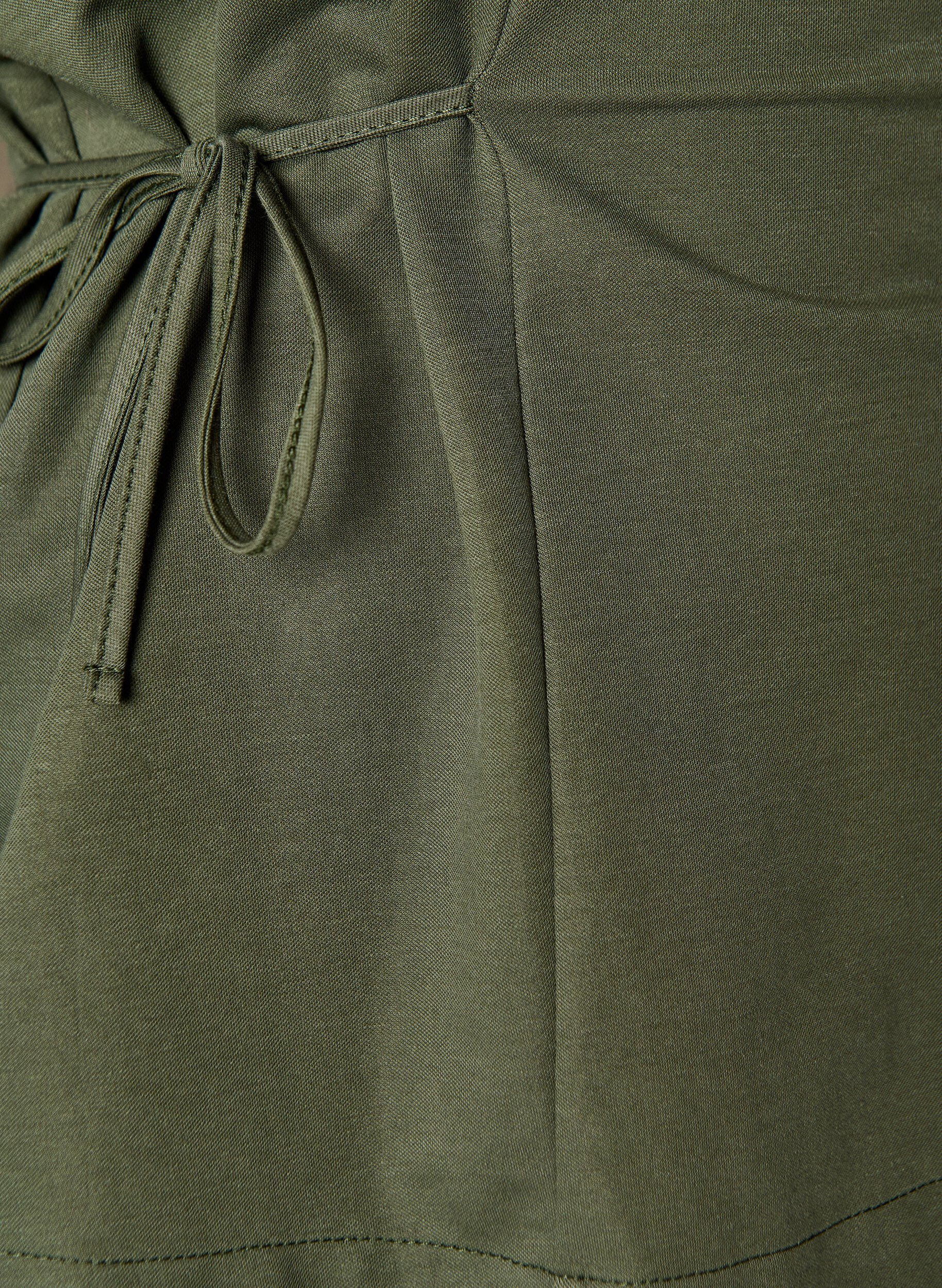 Zizzifashion Blouse in a cotton blend with a V-neck and tie-string, Green, Packshot image number 2