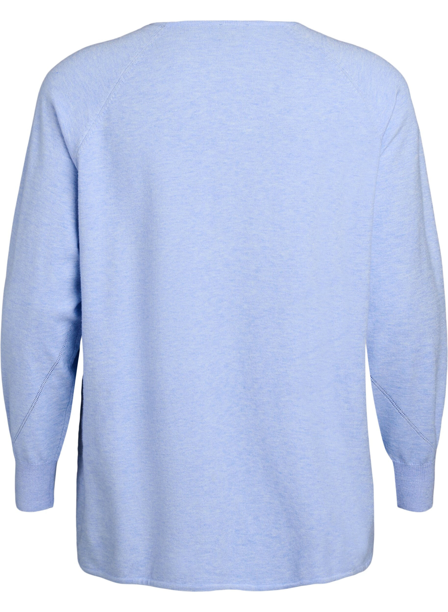 Zizzifashion Knit blouse with round neck and knitted pattern, Light Blue, Packshot image number 1