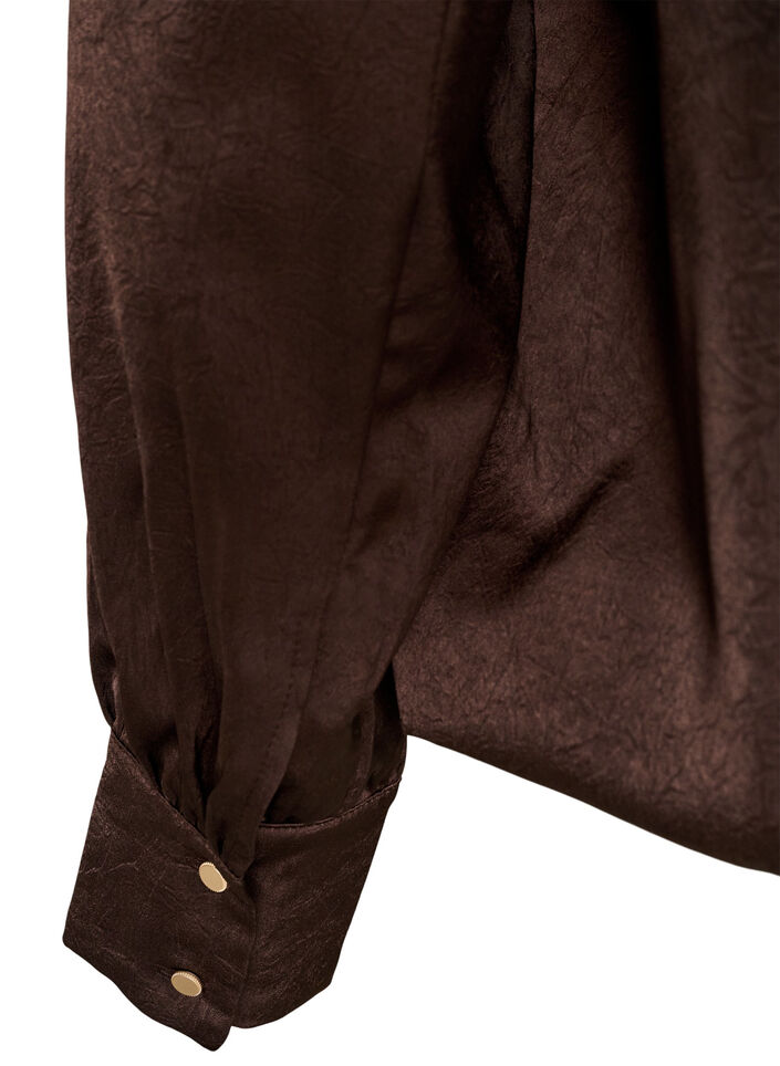Satin-look blouse with a balloon shape, Brown, Packshot image number 3