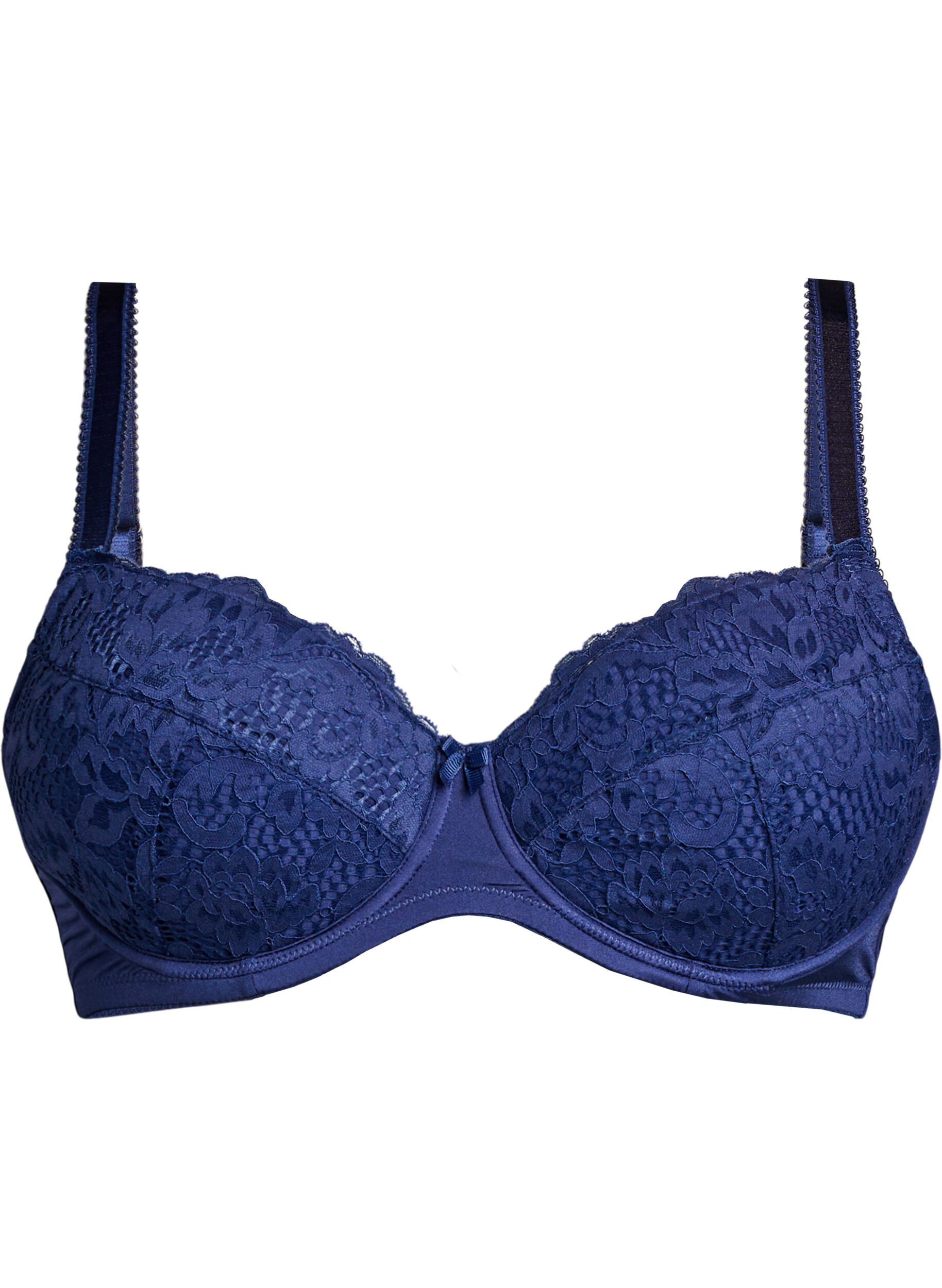 Padded bra in microfibre with lace