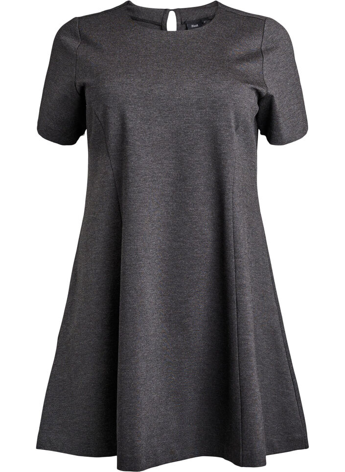 Short A-line jersey dress, Dark Grey, Packshot image number 0
