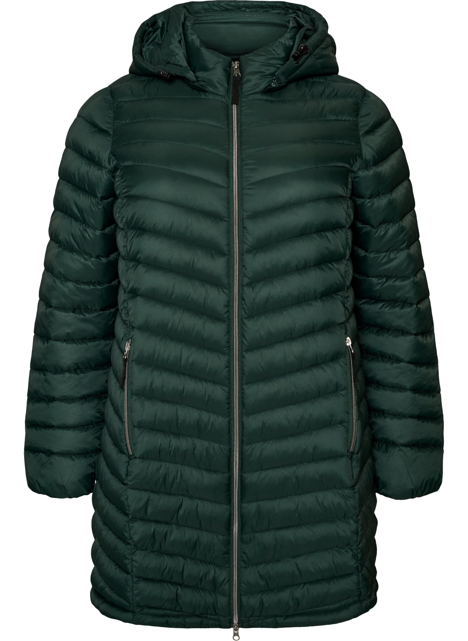ZizzifashionLightweight jacket with pockets and detachable hood, Green, Packshot image number 0