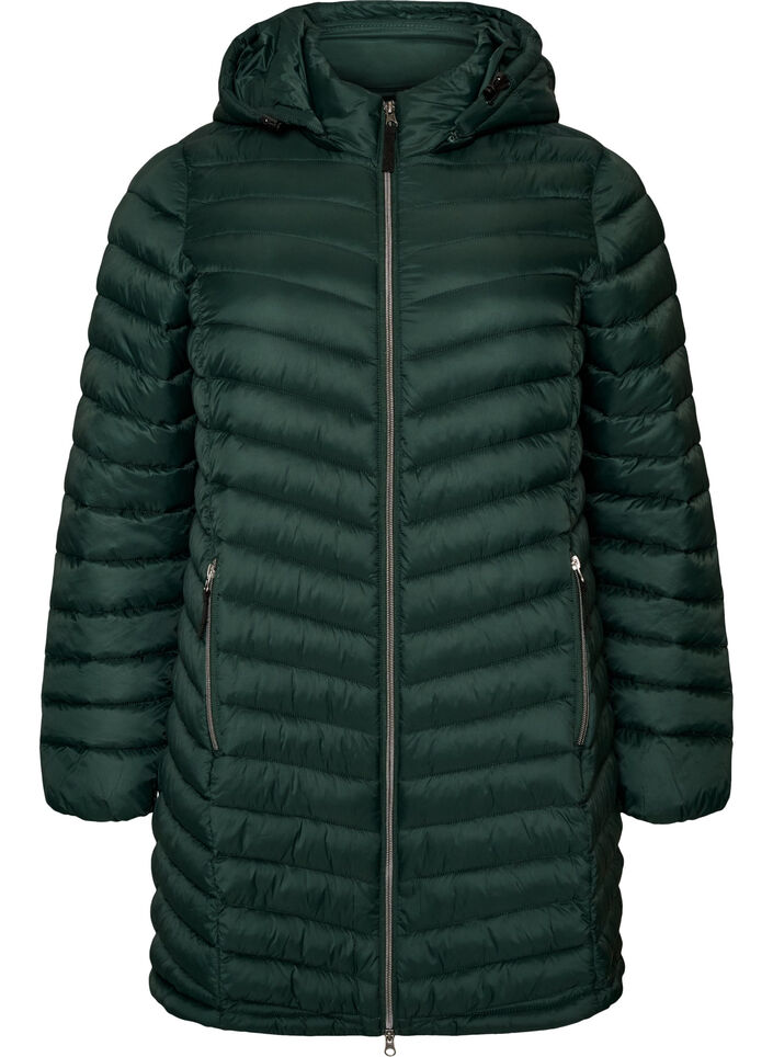 Lightweight jacket with pockets and detachable hood, Green, Packshot image number 0