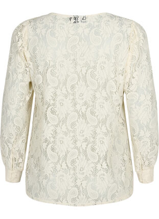 Lace top with frill detail, Off White, Packshot image number 1