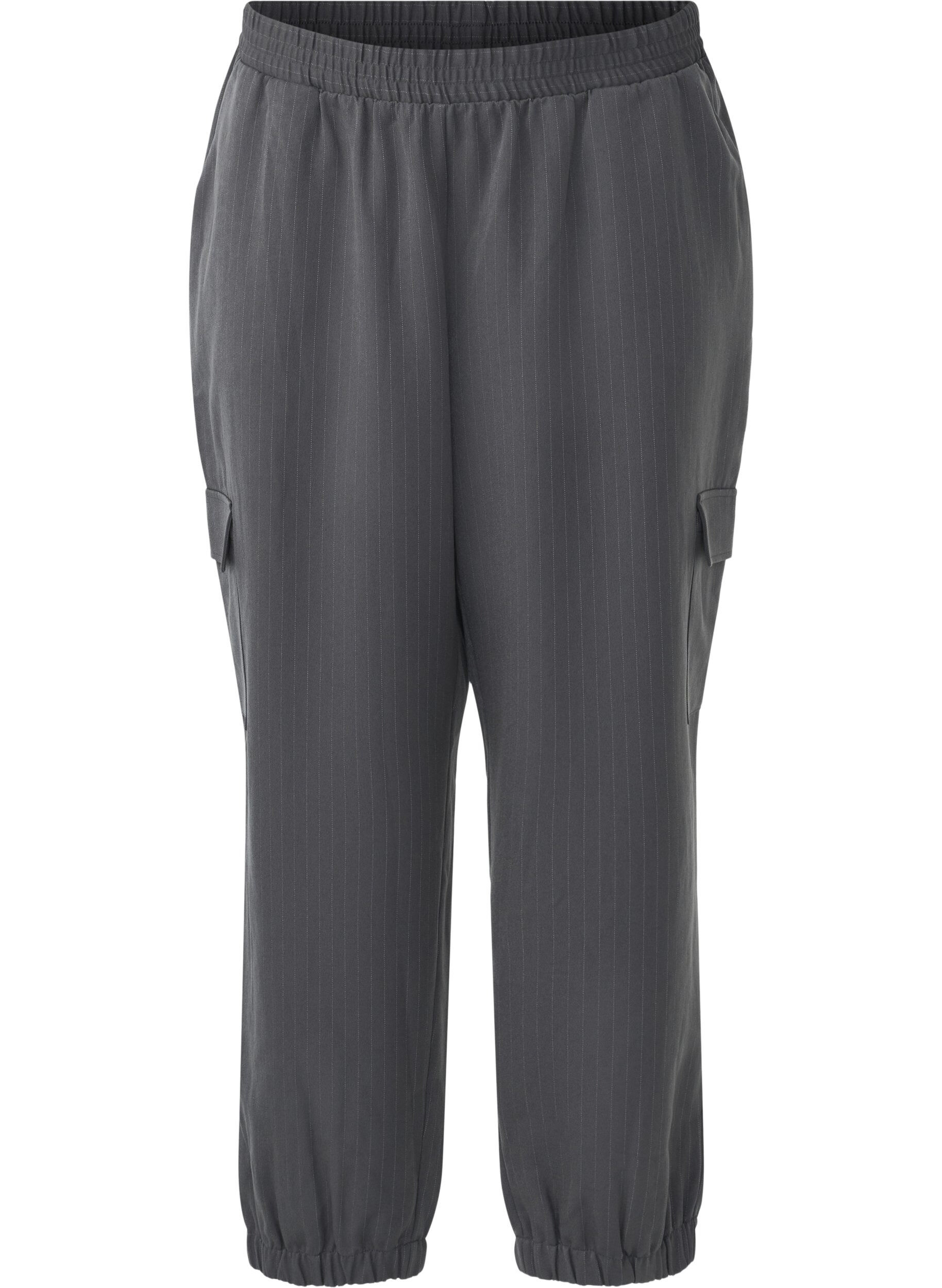 Zizzifashion Trousers with cargo pockets and elasticated waist, Dark Grey, Packshot image number 0