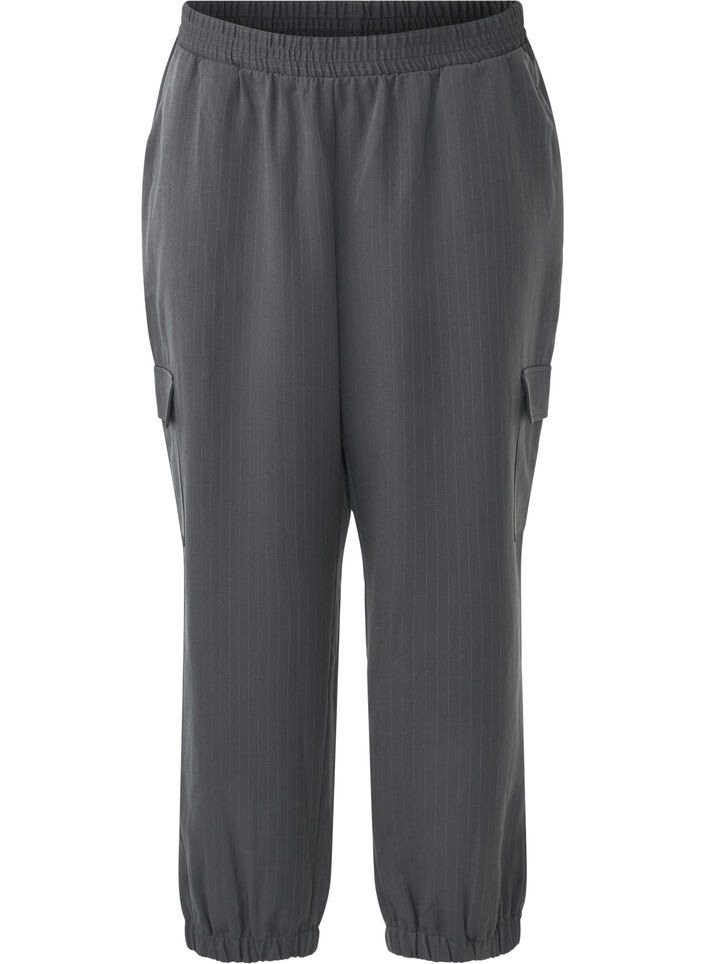 Trousers with cargo pockets and elasticated waist, Dark Grey, Packshot image number 0