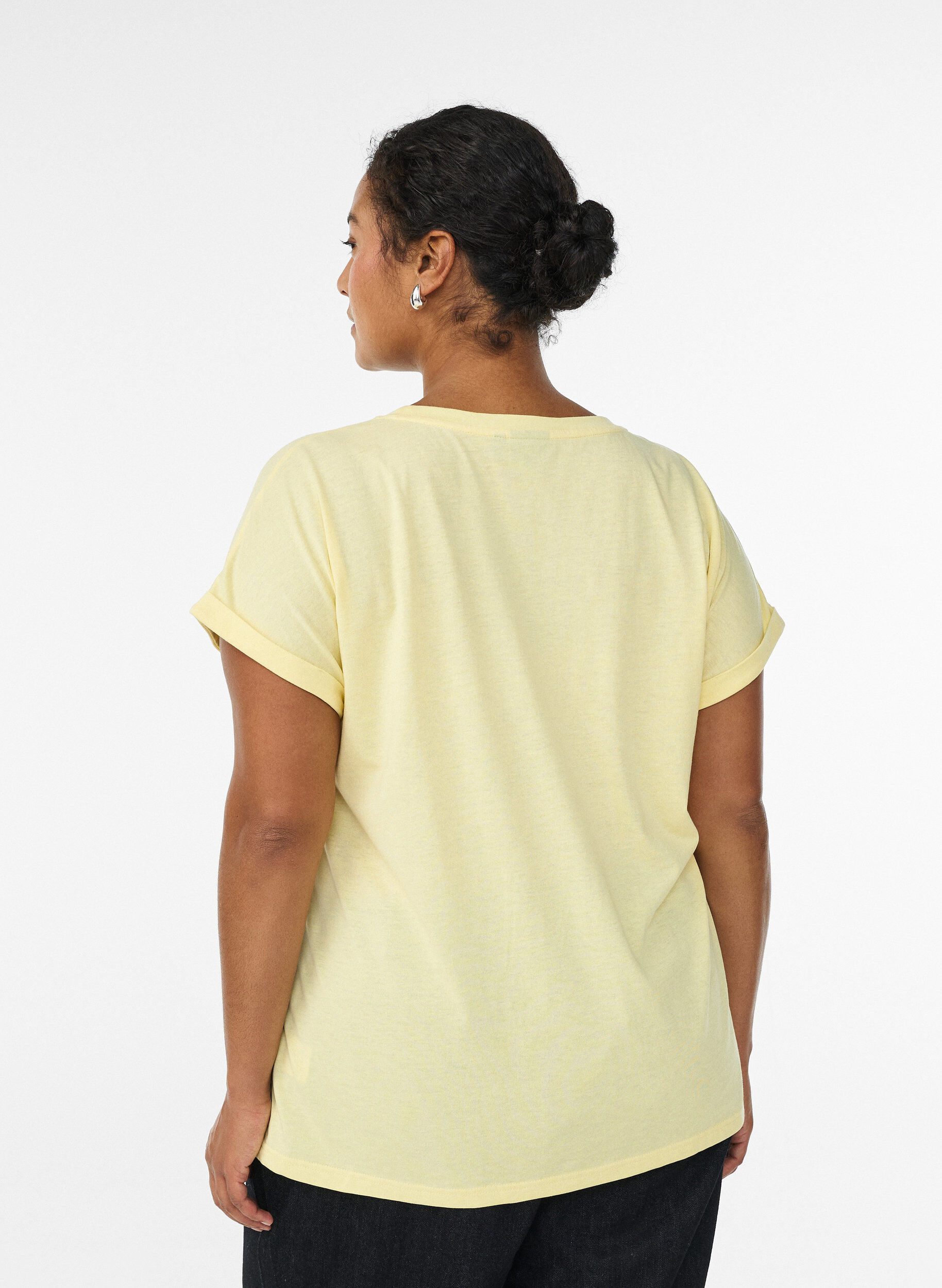Zizzifashion Short-sleeved cotton blend t-shirt, Yellow, Model image number 2