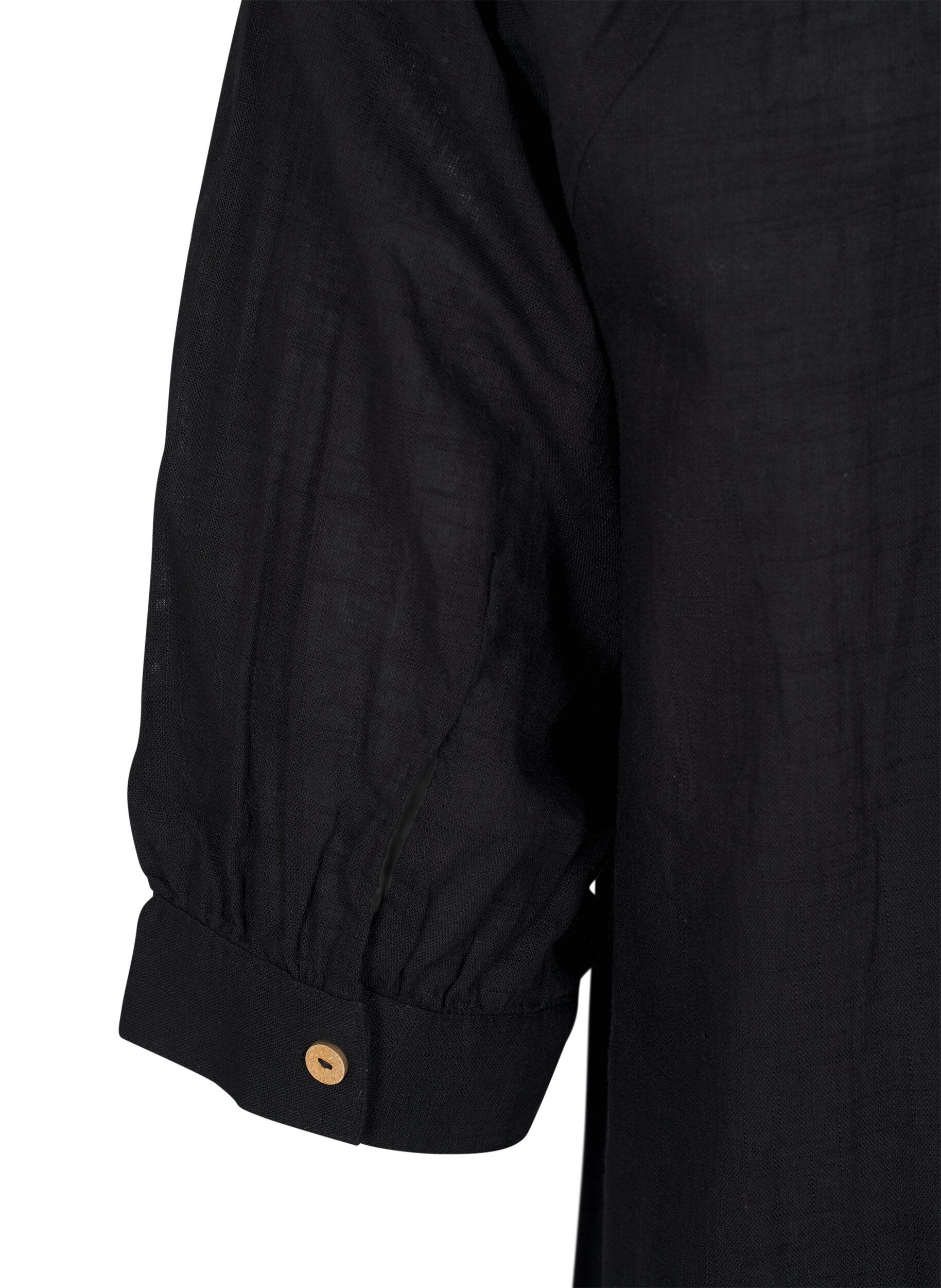 Zizzifashion Cotton tunic with a V-neck, Black, Packshot image number 3