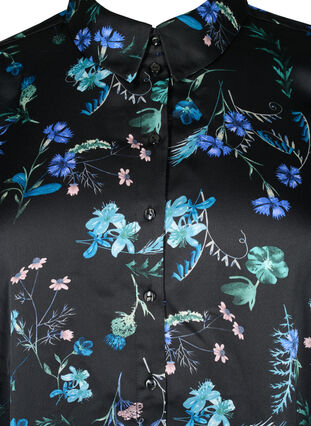Shirtdress with 3/4 sleeves and floral print, Blue Flower AOP, Packshot image number 2