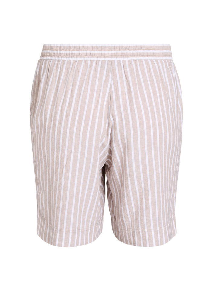 Striped shorts in linen and viscose, Beige, Packshot image number 1