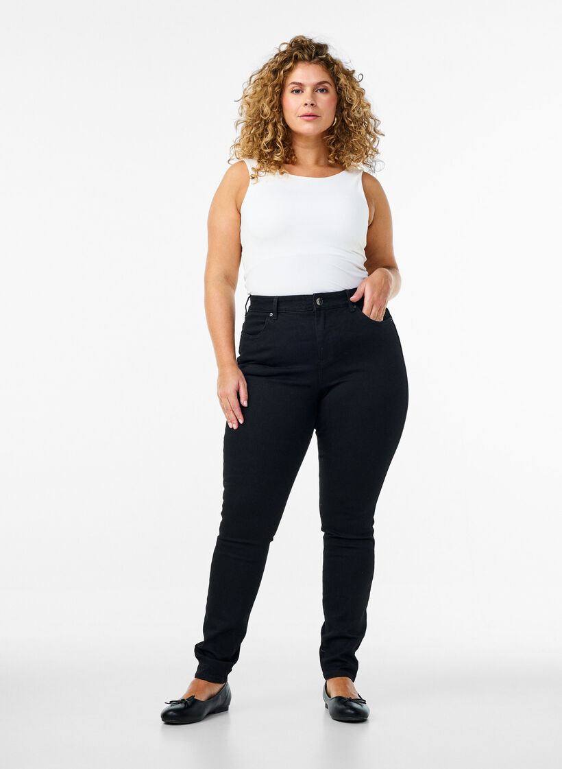 Amy jeans with a high waist and super slim fit, Black, Model image number 0