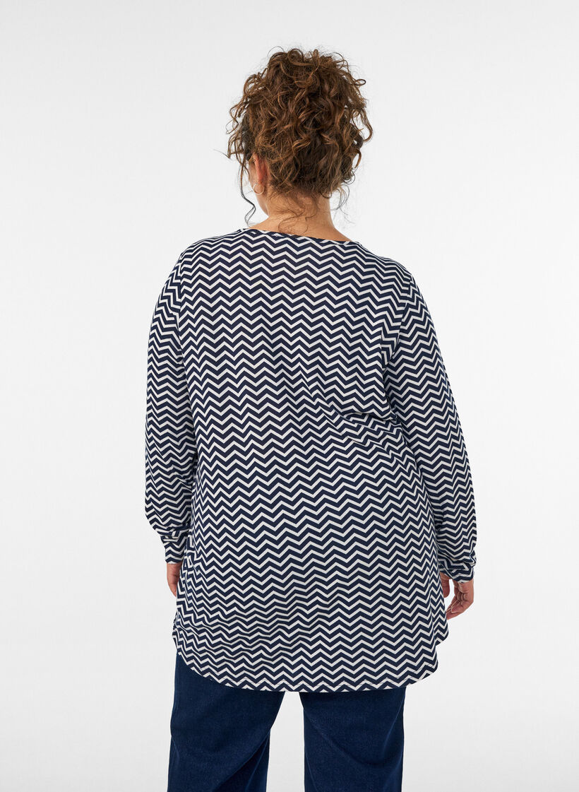Patterned blouse with long sleeves, Blue, Model image number 2