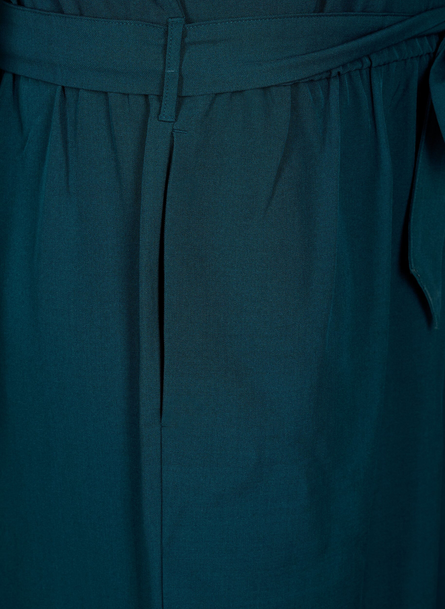 Zizzifashion Jumpsuit with belt and short sleeves, Sea Moss Melange, Packshot image number 3