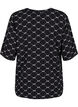V-neck blouse with bow print, Black Bow AOP, Packshot image number 1