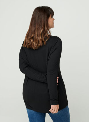 Long-sleeved blouse, Black w. Metal Studs, Model image number 1