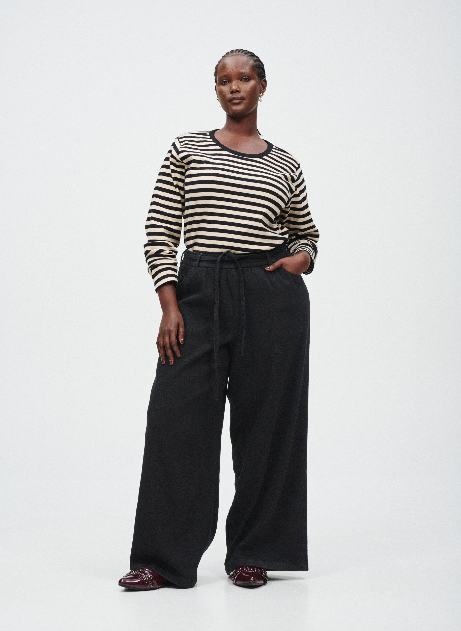 ZizzifashionLoose-fit jeans with an elasticated waistband and a drawstring, Black, Image image number 0
