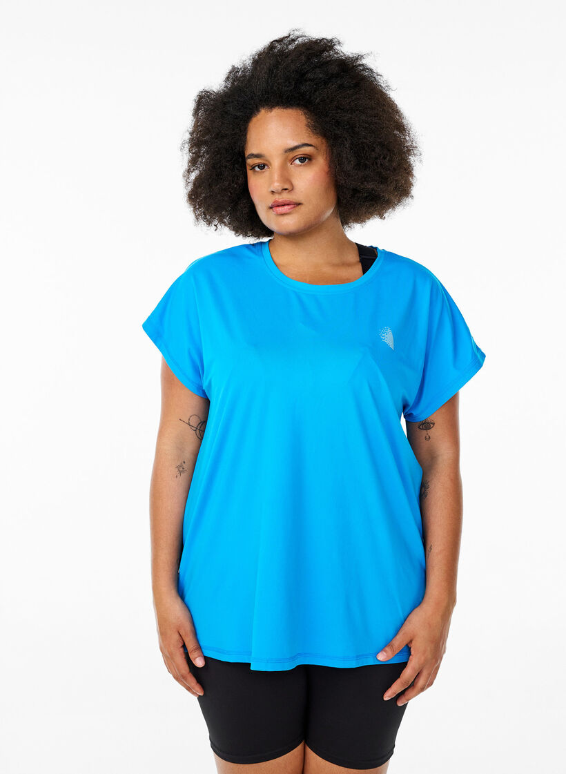 Solid-coloured training T-shirt, Blue, Model image number 0