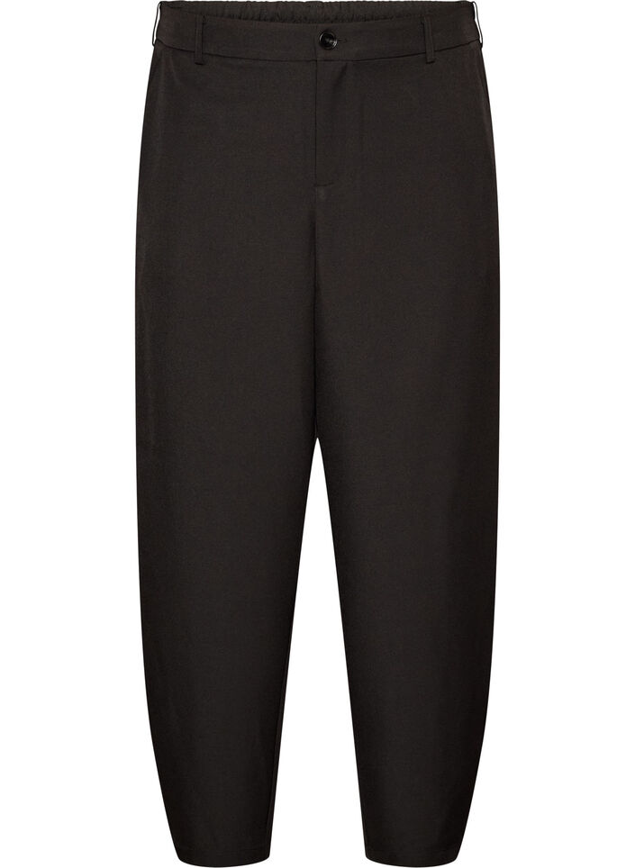 High-waisted barrel fit trousers, Black, Packshot image number 0