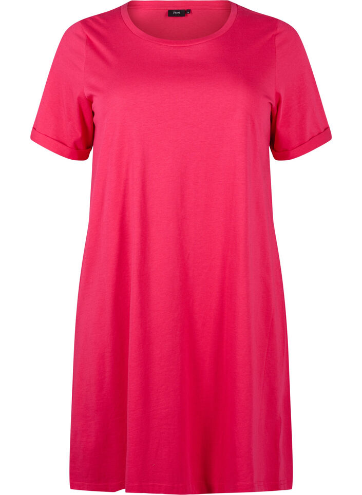 Cotton t-shirt dress, Bright Rose, Packshot image number 0