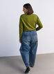 Long-sleeved basic T-shirt with a round neck, Green, Model image number 2
