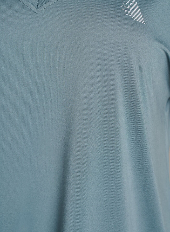 Loose training t-shirt with v-neck, Grey, Packshot image number 2