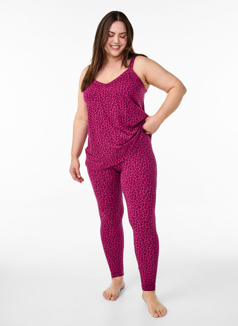 Night top with straps and V-neckline, Pink, Model image number 1