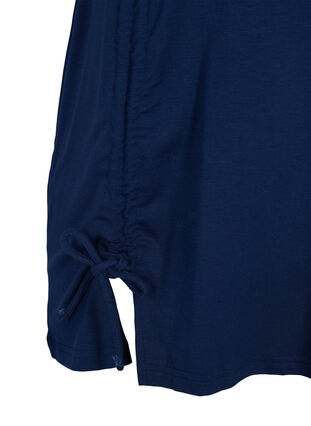 Short-sleeved viscose tunic with snow details, Navy Blazer, Packshot image number 3