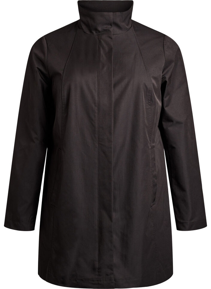 Transitional jacket with pockets and a high collar, Black, Packshot image number 0