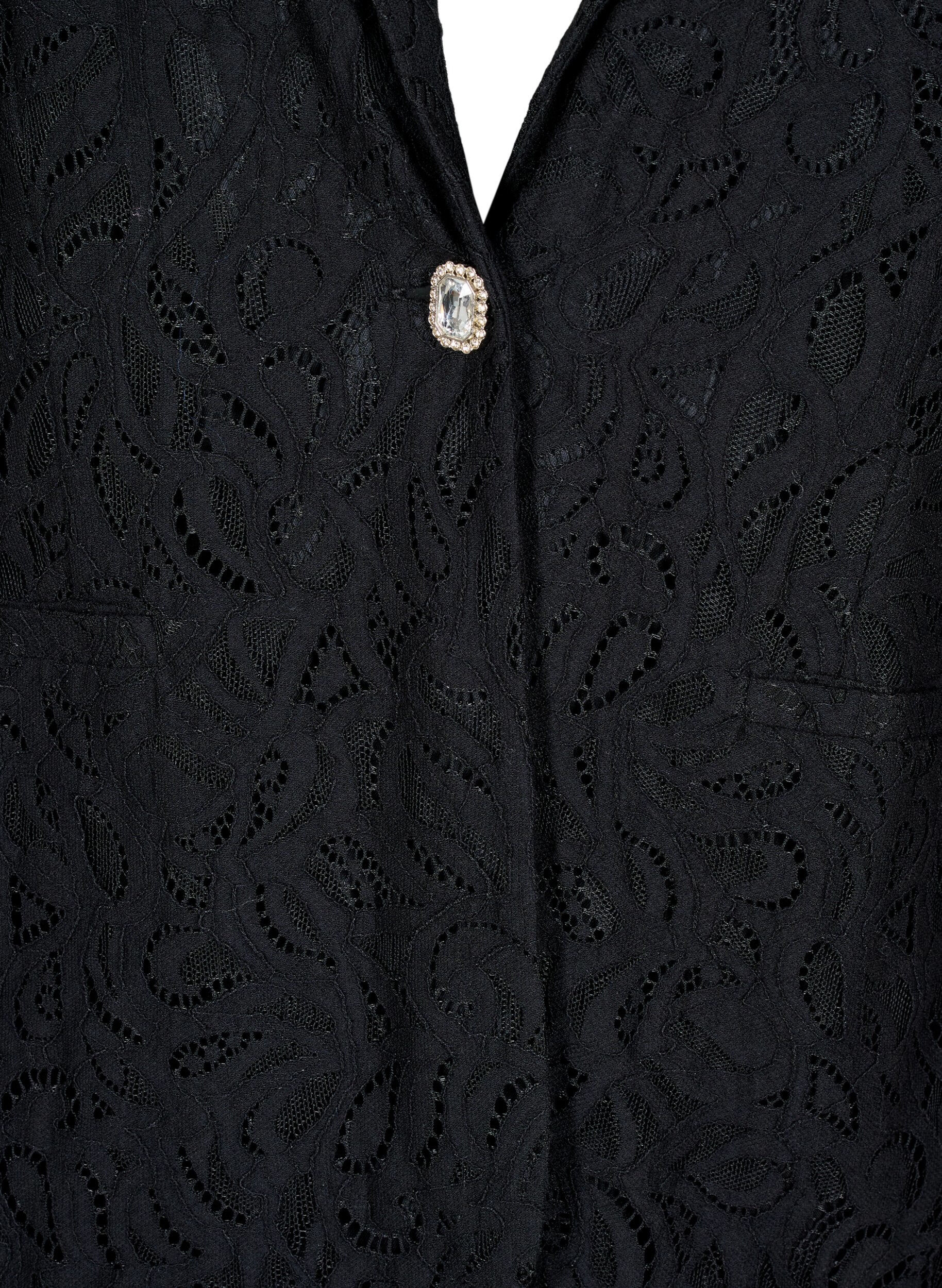 Zizzifashion Lace blazer with pockets, Black, Packshot image number 2