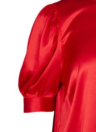 Short-sleeved shiny blouse, Racing Red ASS, Packshot image number 2
