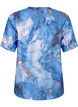Viscose blouse with marble print and short sleeves, Blue, Packshot image number 1