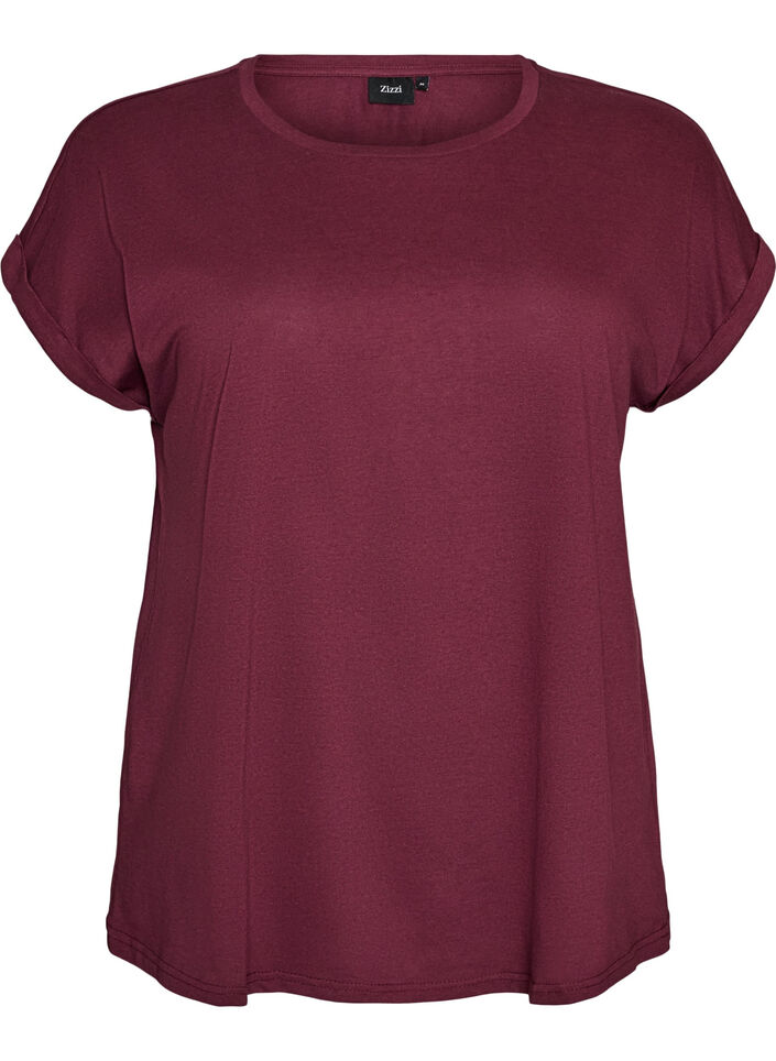 Short sleeved cotton blend t-shirt, Red, Packshot image number 0