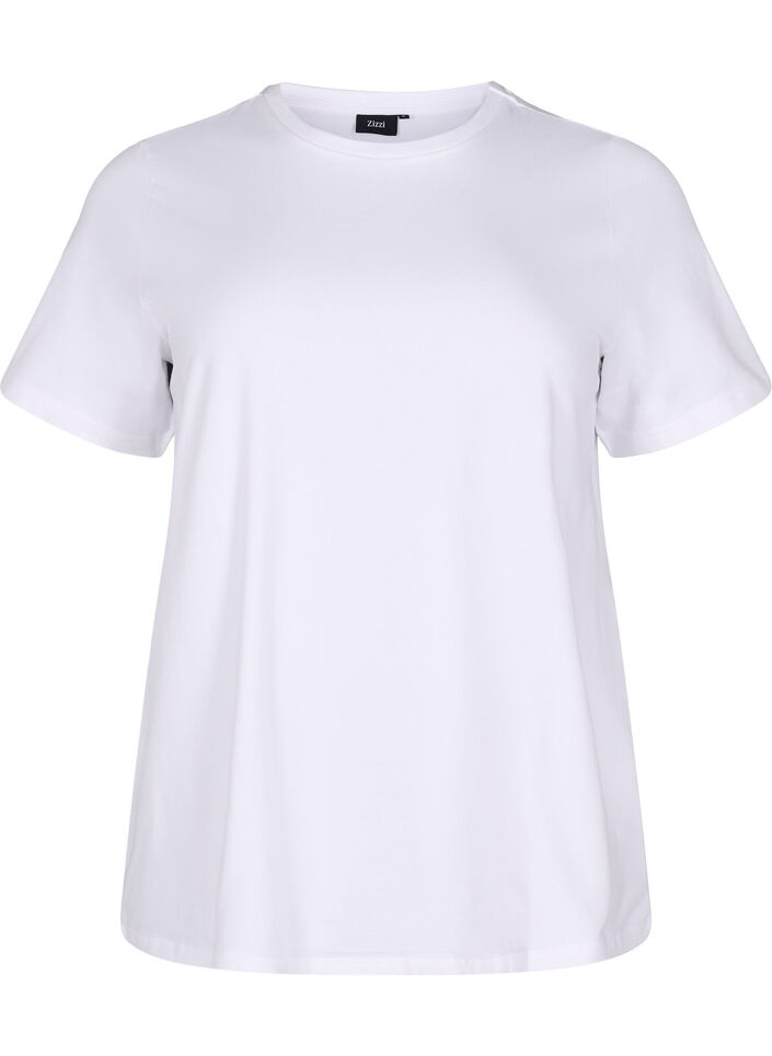 T-shirt in organic cotton with a round neck, Bright White, Packshot image number 0