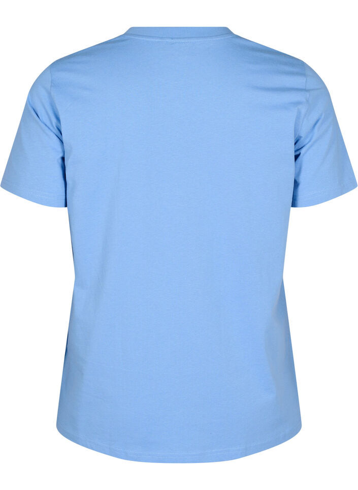 Basic cotton T-shirt with round neck, Light Blue, Packshot image number 1