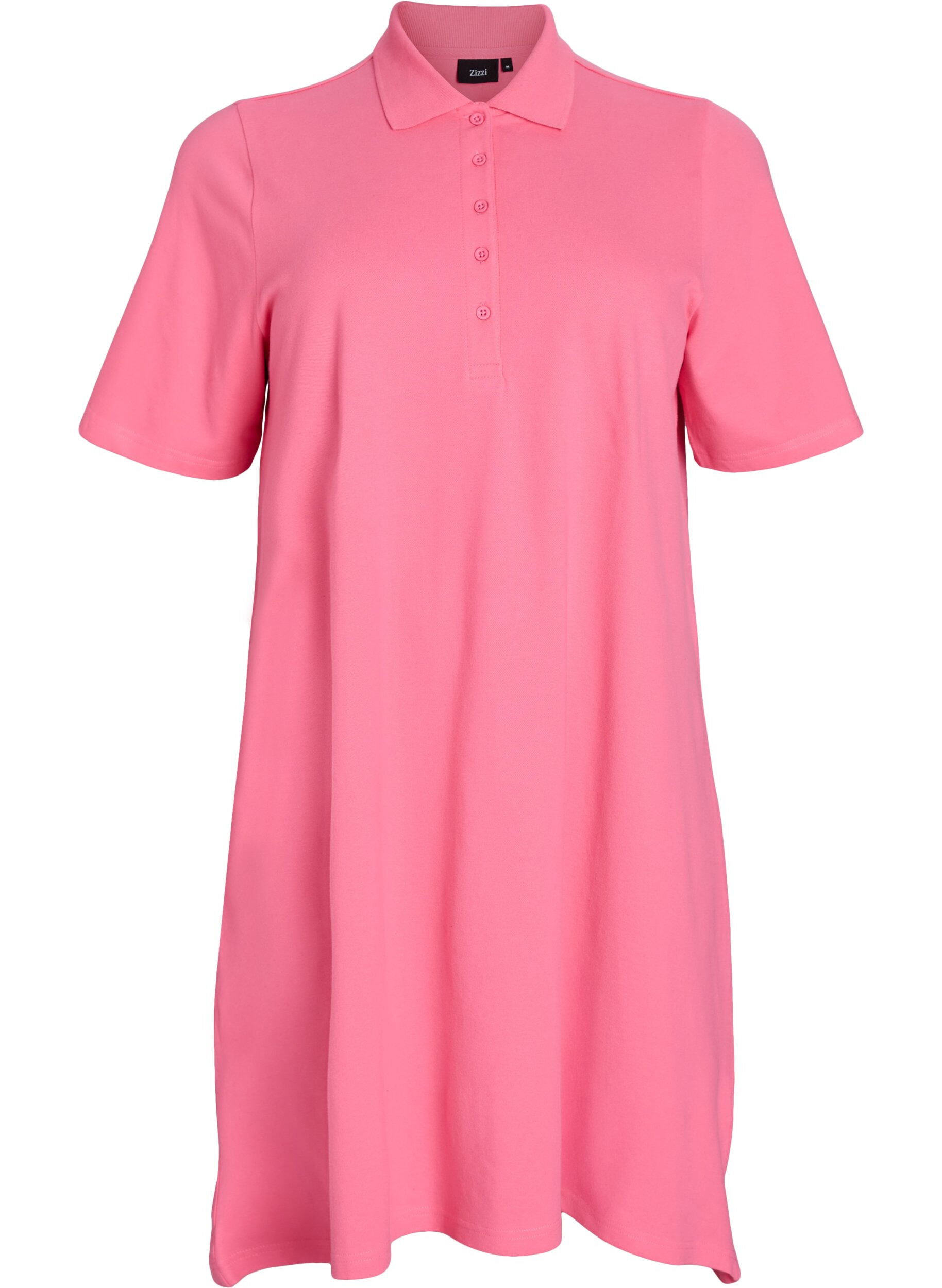 Zizzifashion Short A-line polo dress, Pink, Packshot image number 0