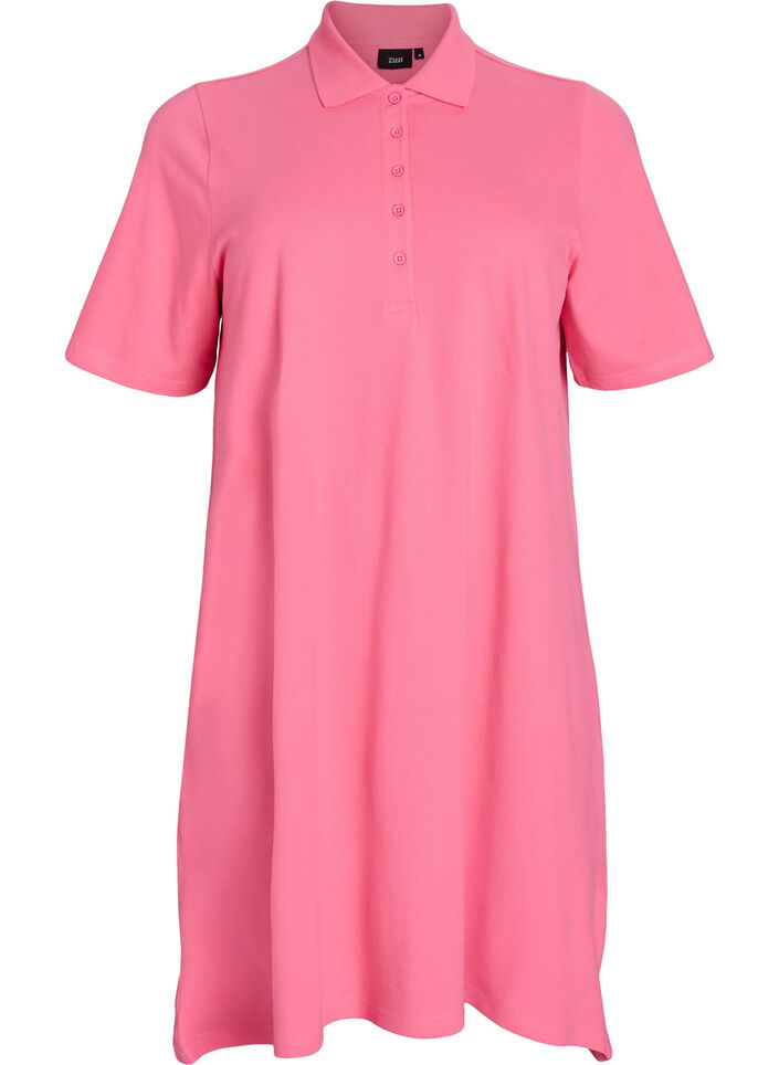 Short A-line polo dress, Pink, Packshot image number 0