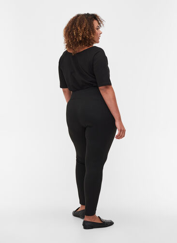 Plain leggings with zip details, Black, Model image number 1