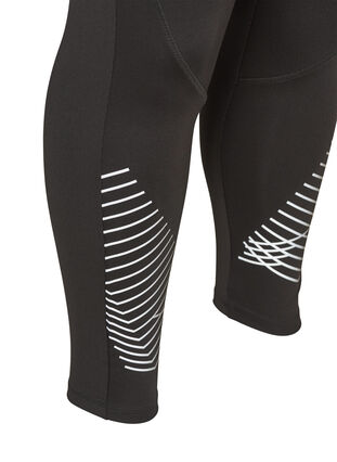 Cropped sports leggings with print details, Black, Packshot image number 3