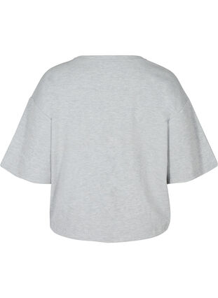 Blouse with 2/4 sleeves and adjustable bottom hem, Light Grey Melange, Packshot image number 1