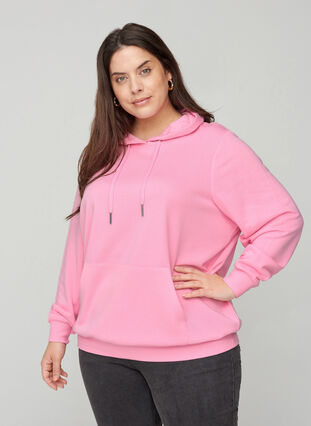 Sweatshirt with hood and pockets, Prism Pink, Model image number 0
