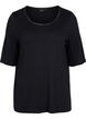 Short-sleeved pyjama top in viscose, Black, Packshot image number 0