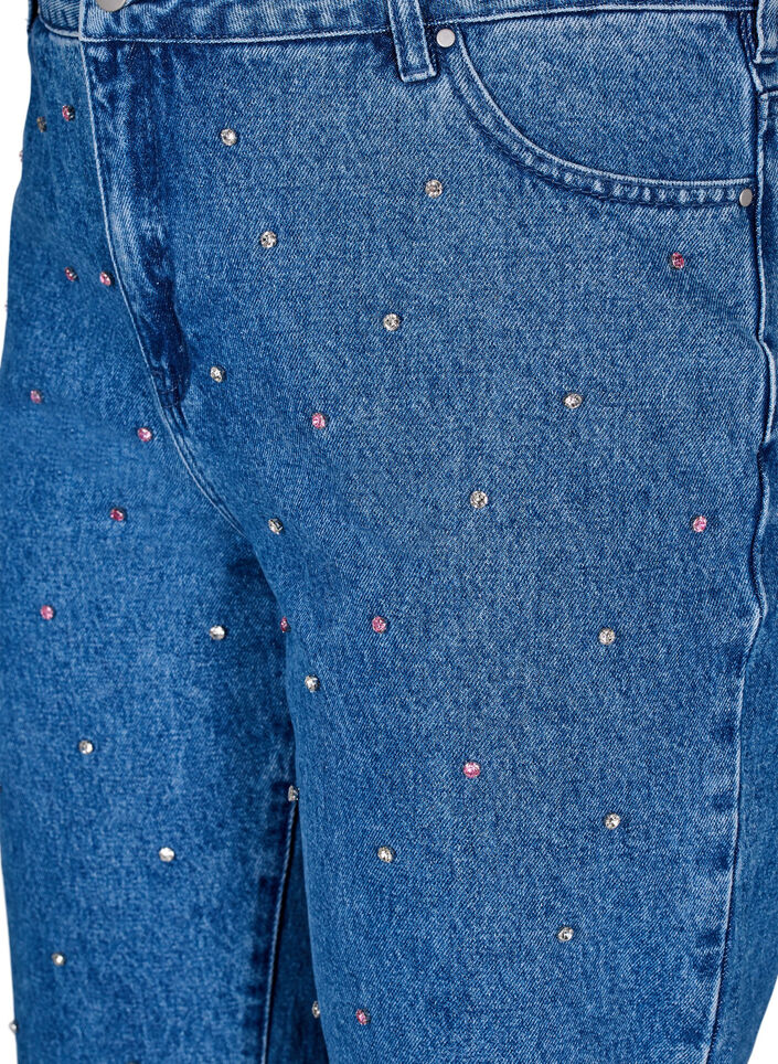 High-waisted Gemma jeans with rhinestones, Blue, Packshot image number 2