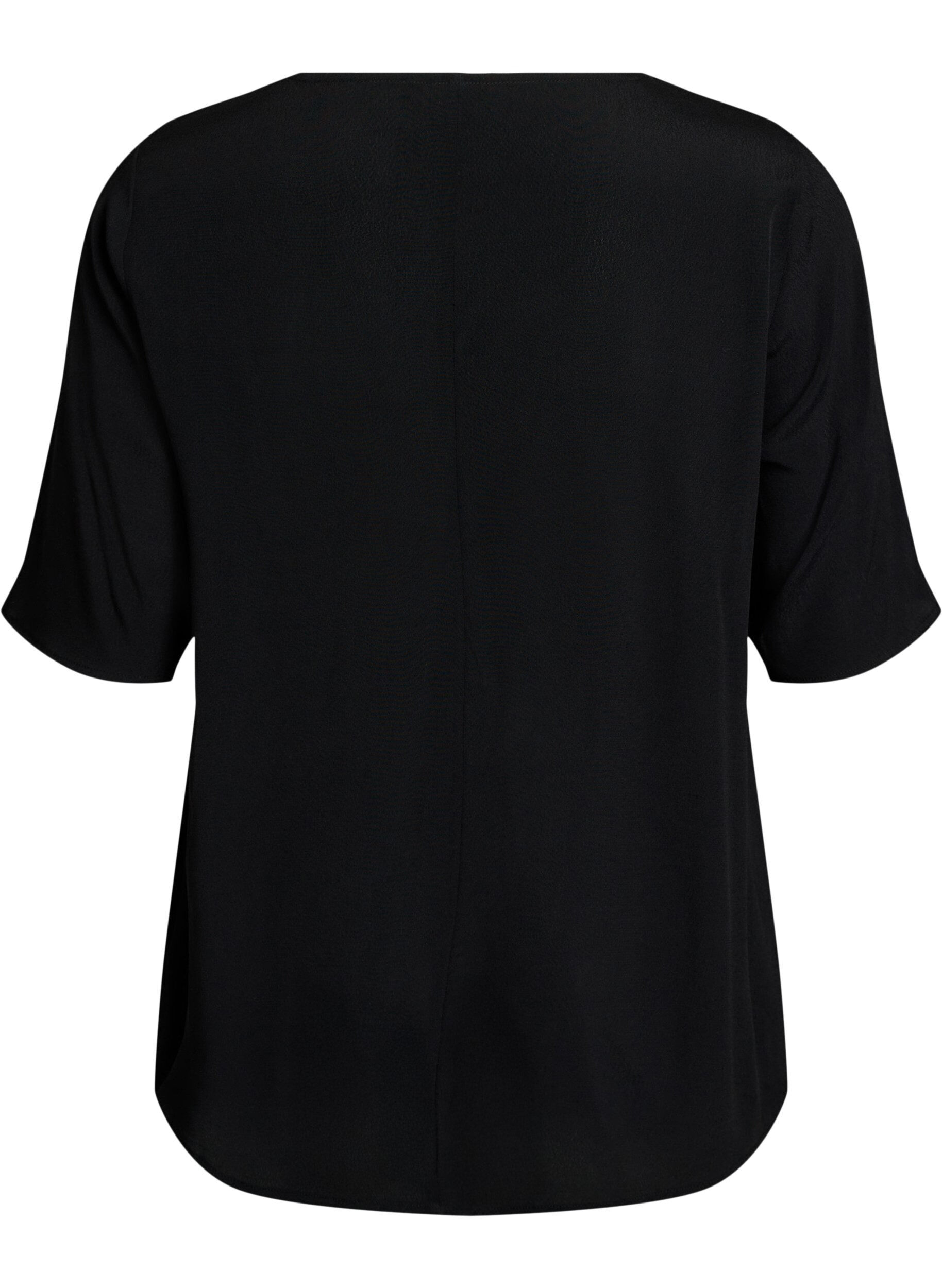 Zizzifashion Short-sleeved viscose blouse, Black, Packshot image number 1