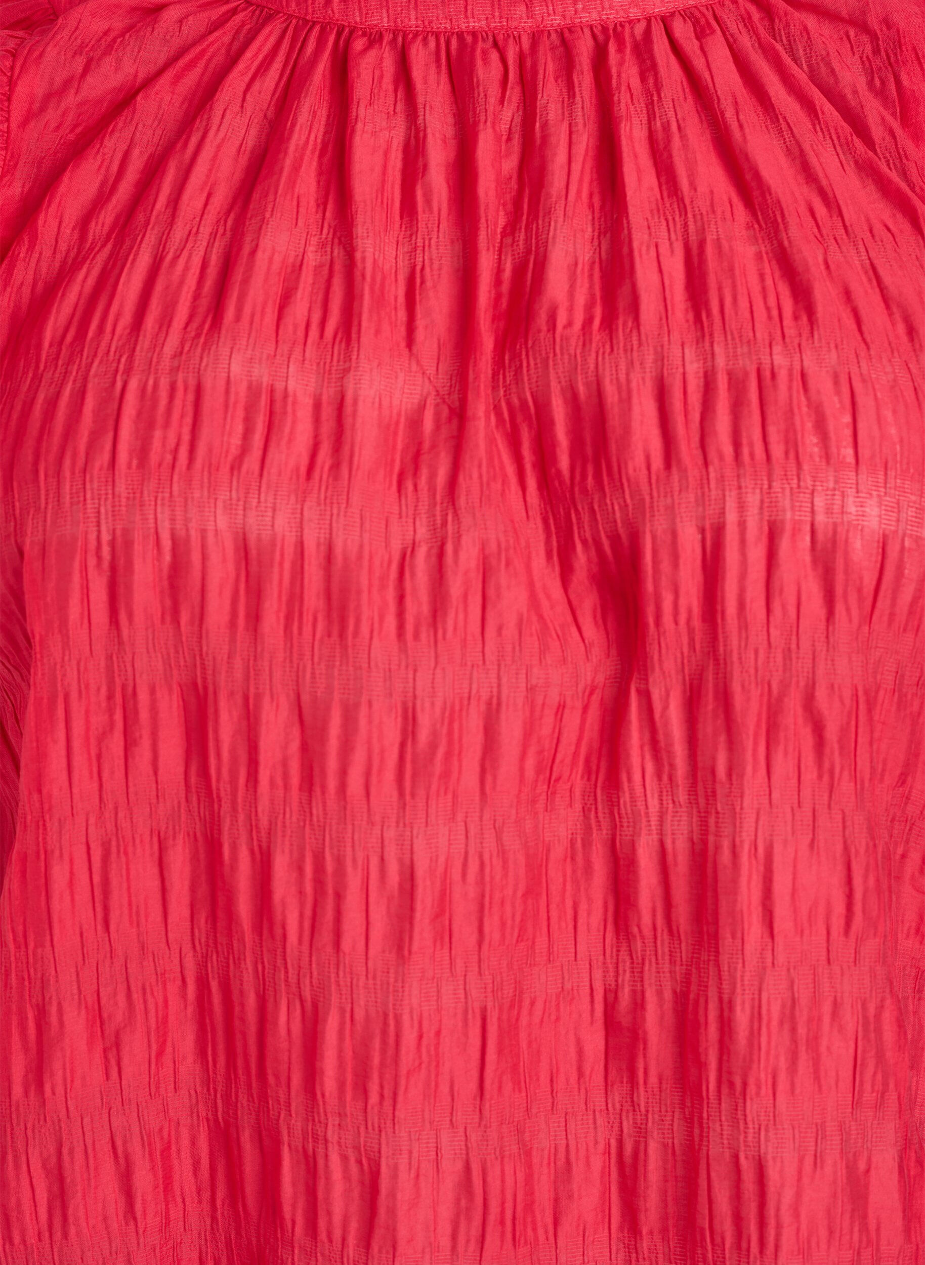 Zizzifashion Sleeveless blouse with texture and ruffles, Red, Packshot image number 2