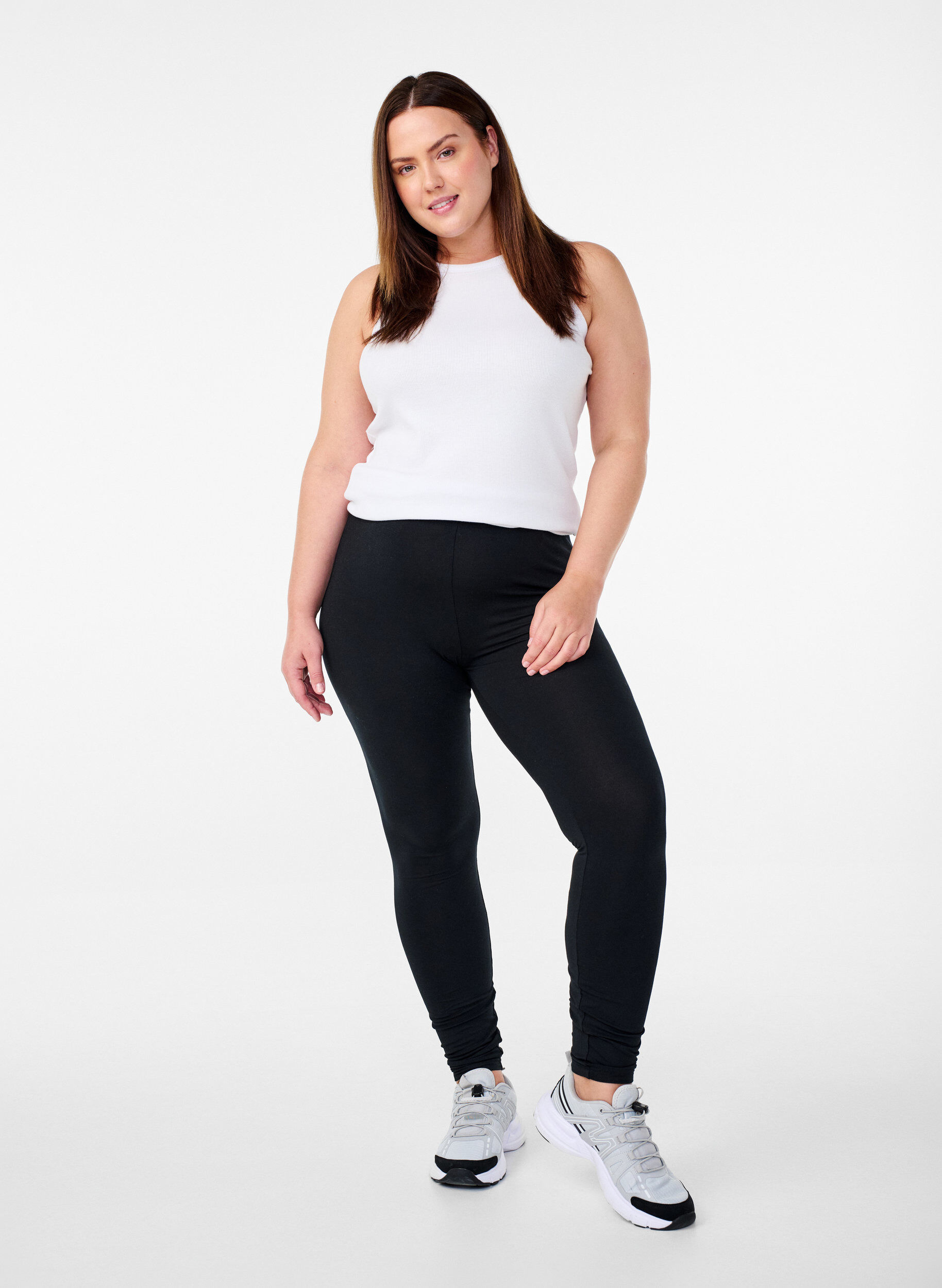 Zizzifashion Basic leggings with extra length, Black, Model image number 1