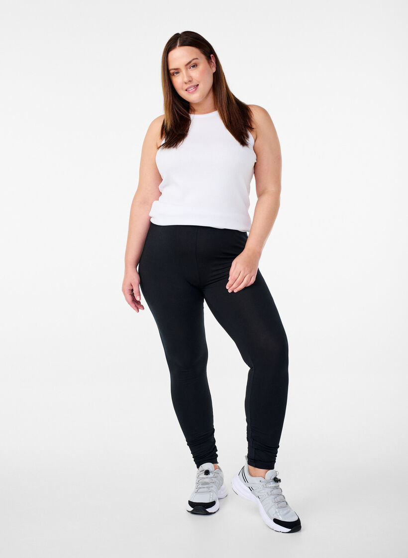 Basic leggings with extra length, Black, Model image number 1